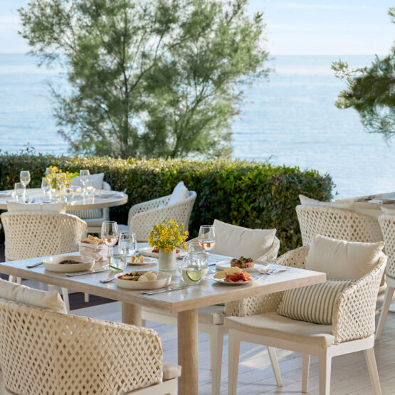 Traditional Greek Cuisine At Ouzo Restaurant Ikos Olivia